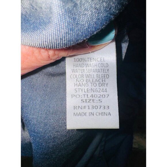 Umgee Babydoll S Blue Tencel Embroidered Boho Peasant Dress Balloon Slv Cottage - Picture 8 of 11